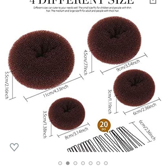 Pack of 4 hair donut buns, sizes in photo (not included 9cmx3.54 inches) - Picture 2 of 5